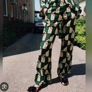 Zara Green Geometric Pants